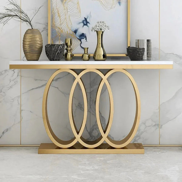 Modern Narrow Design Console Table With Gold Finishing