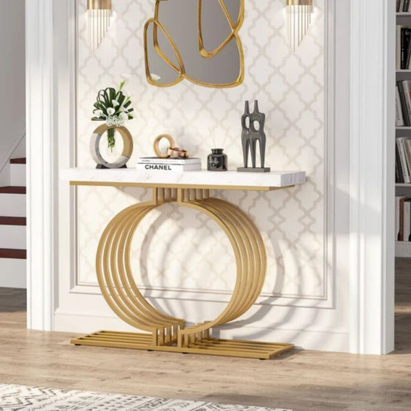 Luxury Modern New O Shape Console Table With White Top