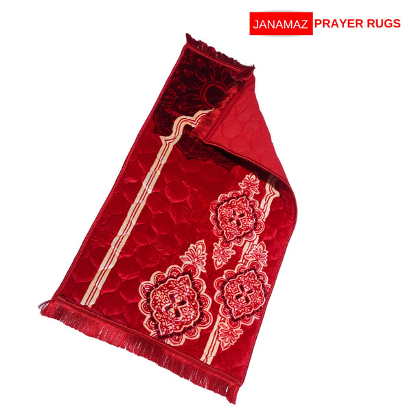 Red Flower Foam Print Embossed Prayer Mat