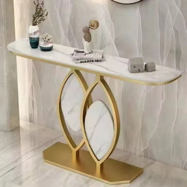 Luxury Semi Circle Design Console Table With Gold Finishing
