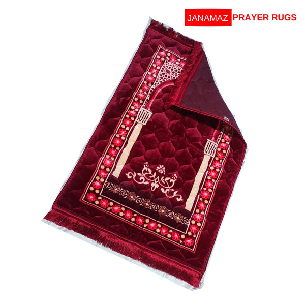 Red Foam Mahrab Print Embossed Prayer Mat