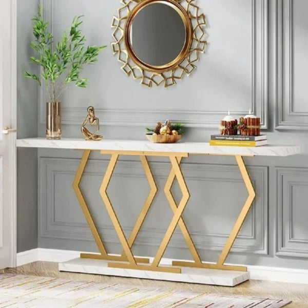 Modern Design Console Table For Entryway Living Room With Gold Finishing