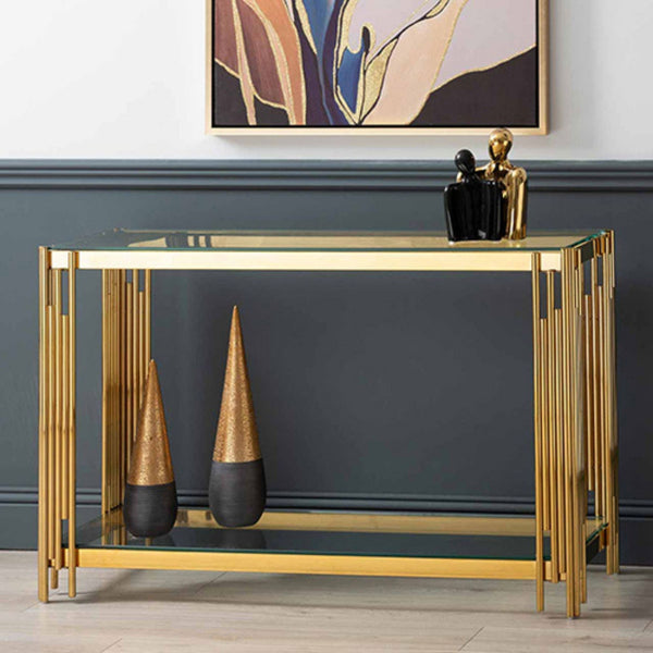 Luxury Lorenzo Design Console Table With Gold Finishing