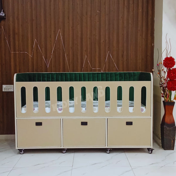 Beige Newborn Baby Cot With Side Poshish