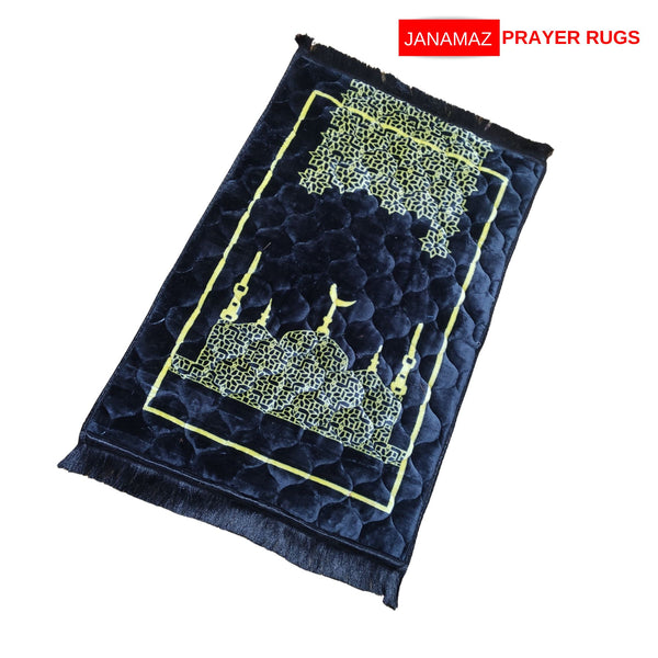 Navy Blue Foam Print Embossed Prayer Mat
