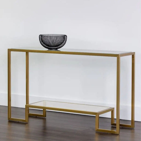 Luxury Carver Design Console Table With Gold Finishing