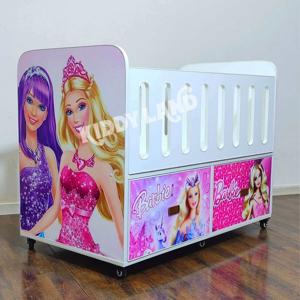 Beautiful Barbie doll design Wooden cot - with two drawers.