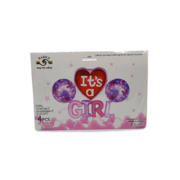 4 In 1 It's A Girl Sign Foil Balloons