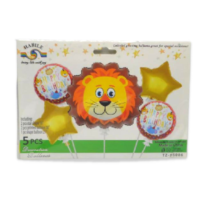 5 In 1 Lion Theme Party Celebration Foil Balloon