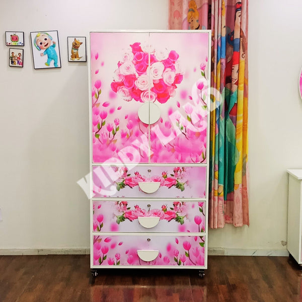 Floral Wardrobe With Three Drawers