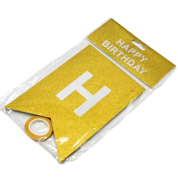 Happy Birthday Glitter Banner Golden Color