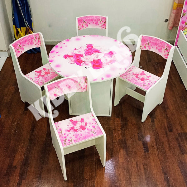 Floral Design Study Table With four Chairs