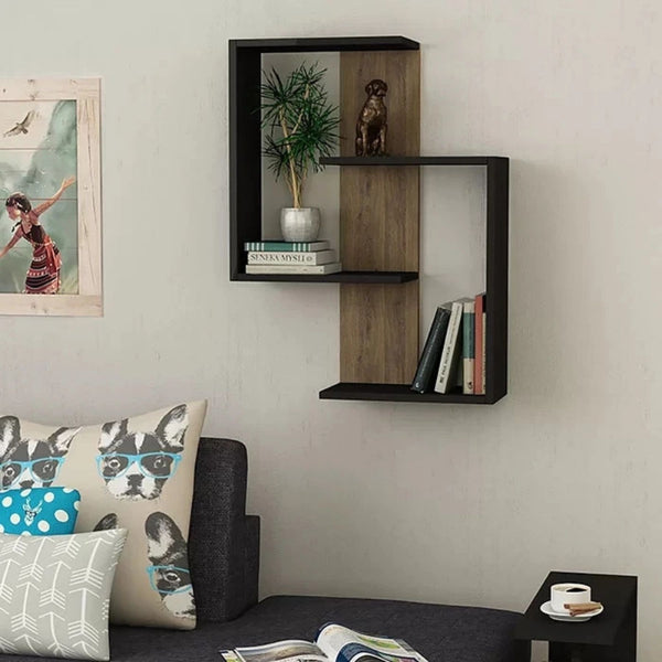 Brown & Black DIY Wall Display Shelf