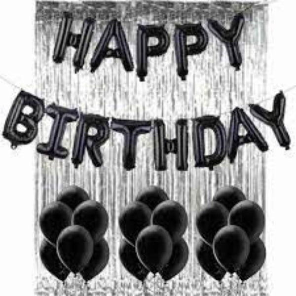 Happy Birthday Foil Balloon Black