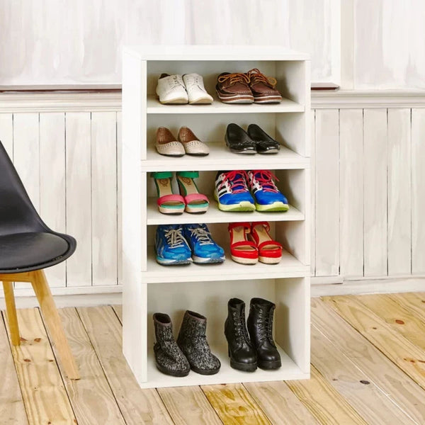Five Shelves Shoe Storage Rack White