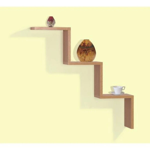 Stair Shaped Floating Shelf Wall Brown