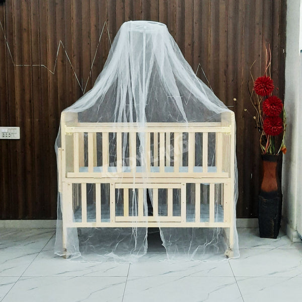 Premium Wooden Baby Cot With Rocking & Side Ladder – Natural Finish