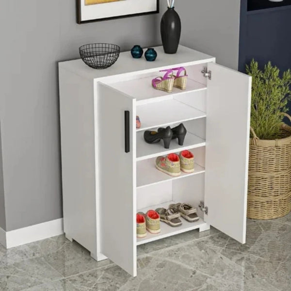 White Dual Door Shoe Cabinet