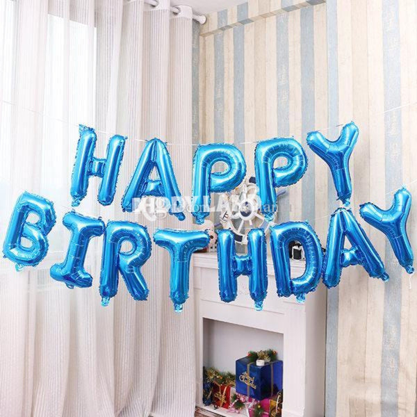 Happy Birthday Foil Balloon Dark Blue