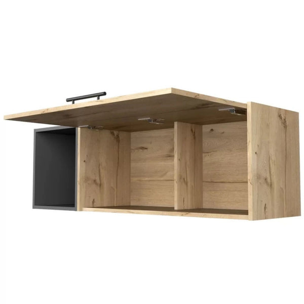 Brown & Light Color Wall Hanging Shelf with a Cabinet