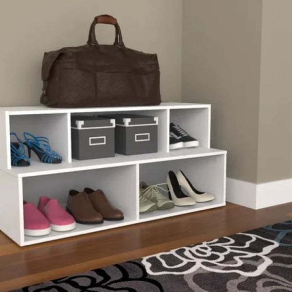 White Compact Storage Shoe Rack