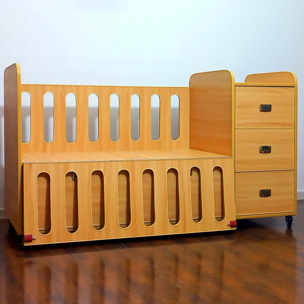Wood Color Newborn Baby Cot With Three Drawers Chester