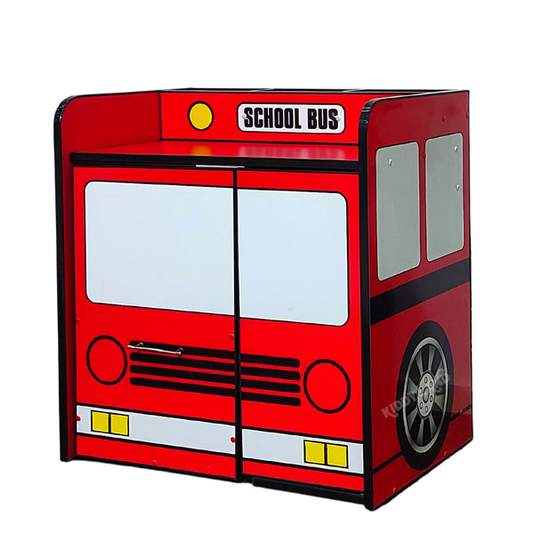 School Bus Study Table-Red With Small Cabinet