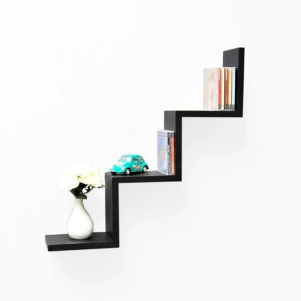 Stair Shaped Floating Shelf Wall Mounted Black
