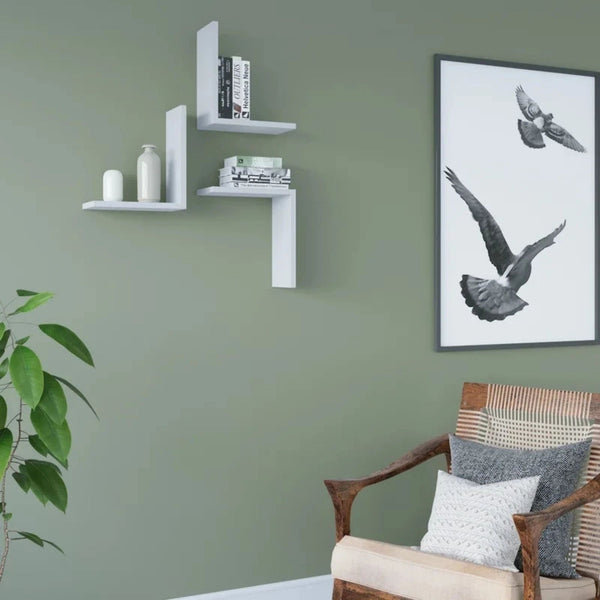 Floating Wall Hanging Shelf In White (Set Of 3)