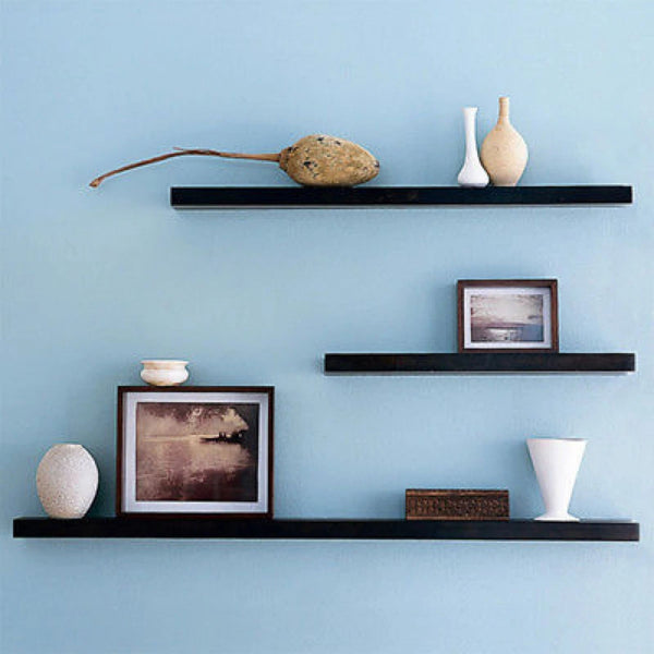 Floating Wall Hanging Shelves Three Piece Black DIY