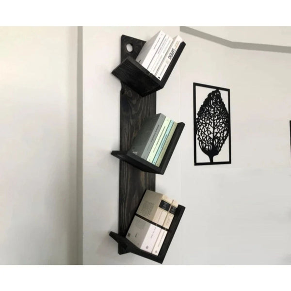 Black Tilted Three Tired Wall Hanging Shelf