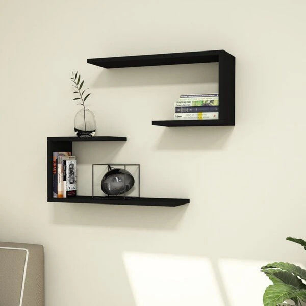 DIY Wall Floating Shelf Two Piece Set Black