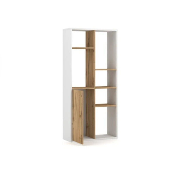 White & Brown Single Cabinet Bookcase