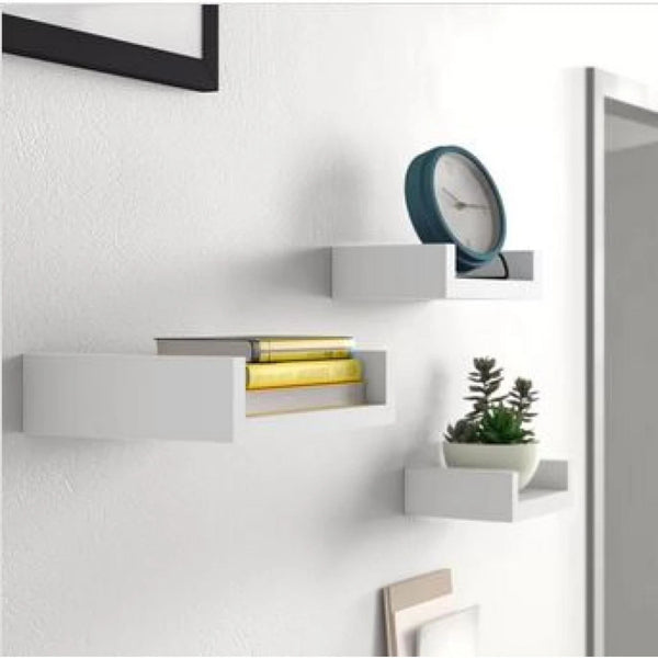 SOLO U – Shaped Floating Shelves White Three Piece