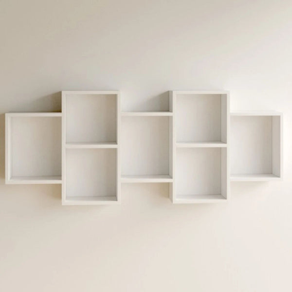 White Color Cubed Wall Hanging Shelf