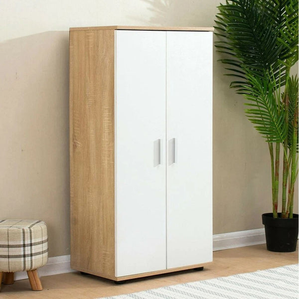 Light Wood & White Two Door Shoe Storage Cabinet