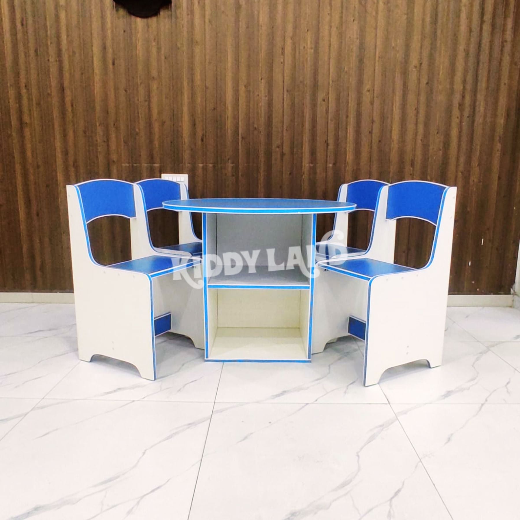 Blue & White Study Table With four Chairs
