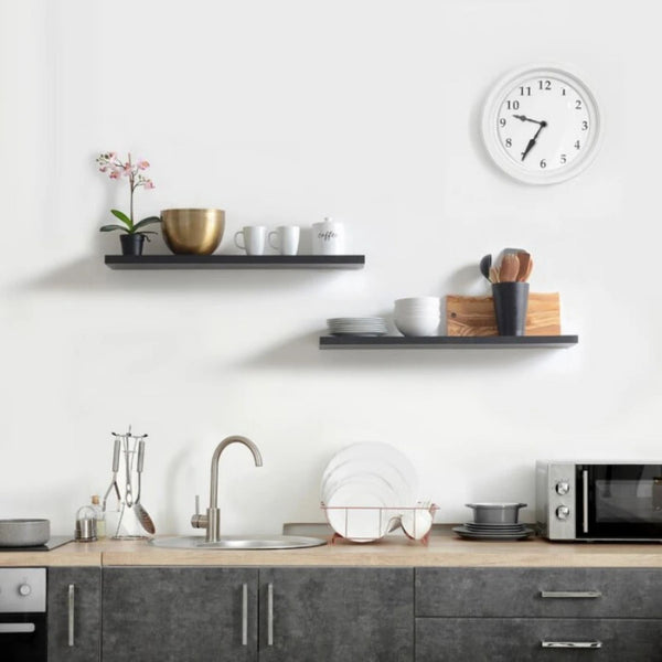 Dark Brown Floating Wall Hanging Shelf (Set of two)
