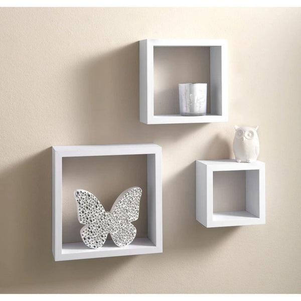 EVER Square Cubes Wall Decor Shelf Set of Three White