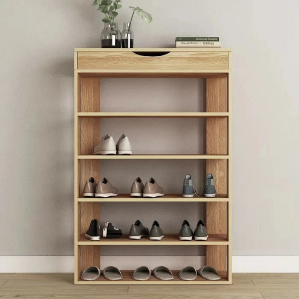 Light Brown Shoe Rack with Drawer