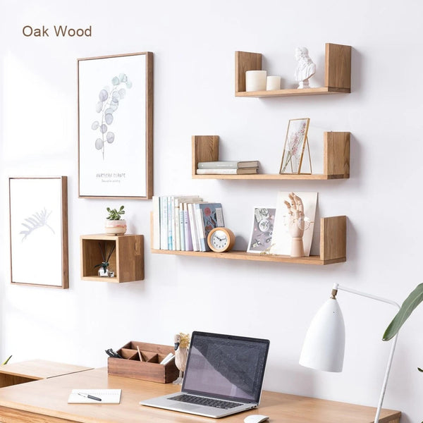 U-Shaped Floating Shelves Oak Brown Set of 3