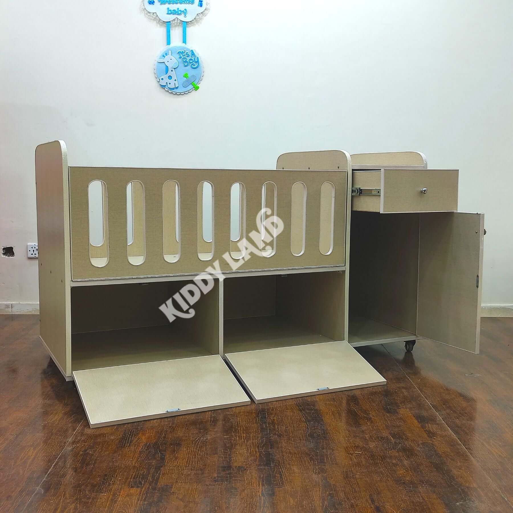 Beautiful Beige Color Baby Cot With Chester