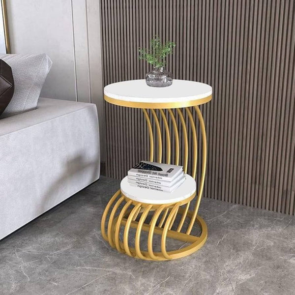 Modern Design 2-Tier Round Side Table Best For Sofa Side
