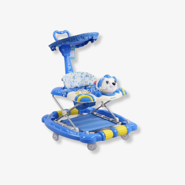 Blue And White Cute Puppy Shape Baby Musical Walker