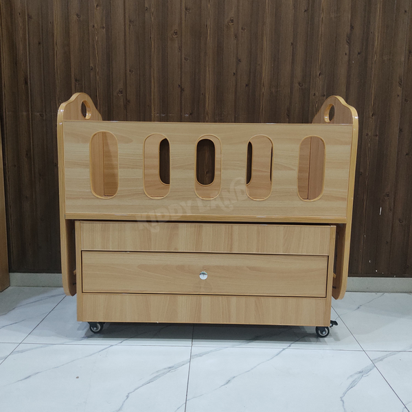 Beautiful Light Wood Color Wooden Baby Cot With Swing