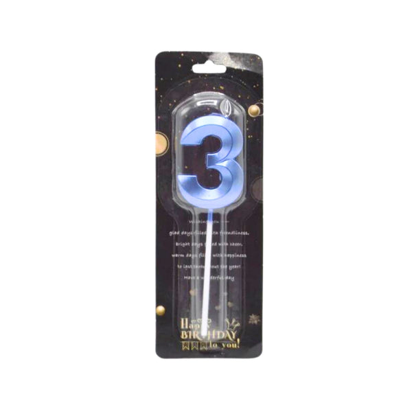 3 Number Party Blue Color Candle