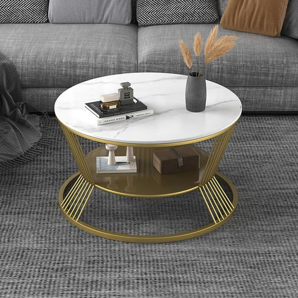 Modern Design Two Tiered Round Shape Coffee Table