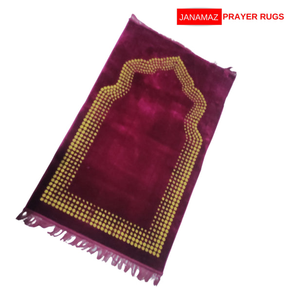 Red Mehrab Print Embossed Prayer Mat