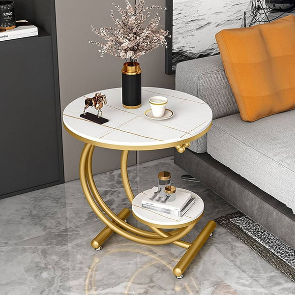 Modern Spiral Two Tiered Sofa Side Table Best For Living Room