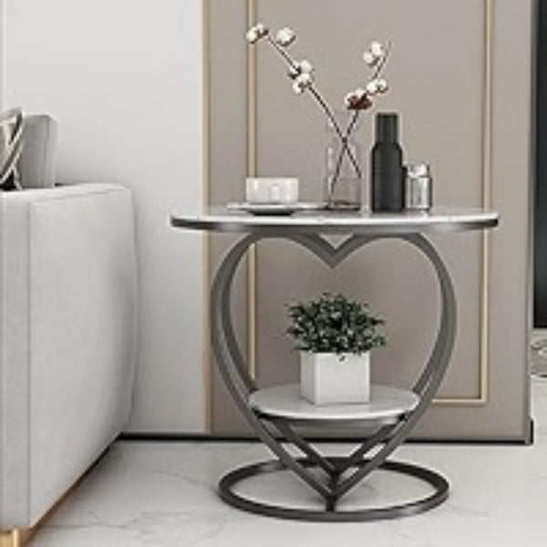 Luxury Heart Shape Design Coffee Table With Two Tiered Best For Sofa Side